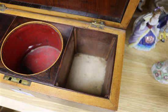A Regency burr yew tea caddy